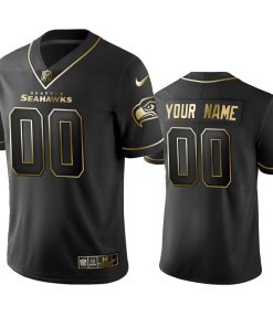 Seahawks Custom Men's Stitched NFL Vapor Untouchable Limited Black Golden Jersey