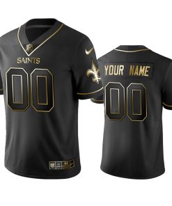 Saints Custom Men's Stitched NFL Vapor Untouchable Limited Black Golden Jersey