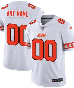 Cleveland Browns Custom Nike White Team Logo Vapor Limited NFL Jersey
