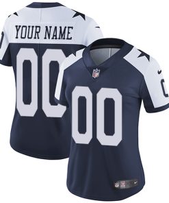Nike Dallas Cowboys Customized Navy Blue Thanksgiving Stitched Vapor Untouchable Limited Throwback Women's NFL Jersey