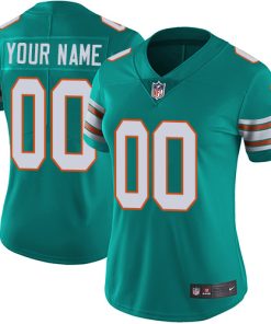 Nike Miami Dolphins Customized Aqua Green Alternate Stitched Vapor Untouchable Limited Women's NFL Jersey