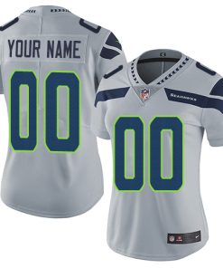 Nike Seattle Seahawks Customized Grey Alternate Stitched Vapor Untouchable Limited Women's NFL Jersey