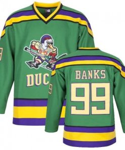 Adam Banks Men's Mighty Ducks Movie Green Ice Hockey Jersey