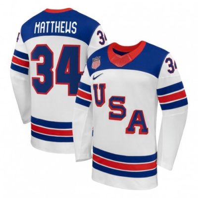Auston Matthews USA Hockey Olympic Nike 2026 White Away Replica Jersey