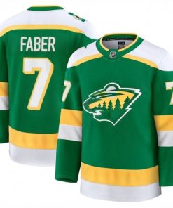 Brock Faber Men's Minnesota Wild Green Alternate Premium Jersey