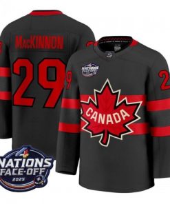 Canada Nathan MacKinnon 2025 Black Hockey Team 4 Nations Face-Off Jersey