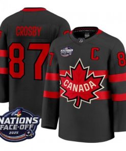 Canada Sidney Crosby 2025 Black Hockey Team 4 Nations Face-Off Jersey