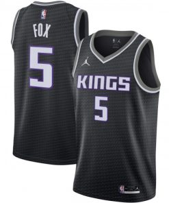 De'Aaron Fox Sacramento Kings Jordan Brand Logo Swingman Jersey - Statement Edition - Black