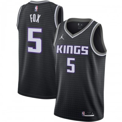 De'Aaron Fox Sacramento Kings Jordan Brand Logo Swingman Jersey - Statement Edition - Black