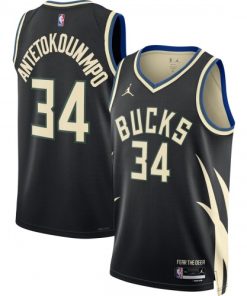 Giannis Antetokounmpo Milwaukee Bucks Jordan Brand Statement Edition Swingman Jersey - Black
