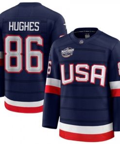 Jack Hughes USA 2025 Navy 4 Nations Face-Off Jersey