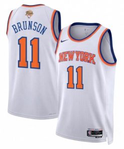 Jalen Brunson New York Knicks Nike White 2026 NBA Finals Patch Swingman Jersey - Association Edition