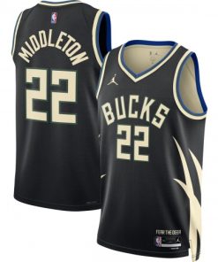 Khris Middleton Milwaukee Bucks Jordan Brand Statement Edition Swingman Jersey - Black
