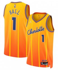 LaMelo Ball Charlotte Hornets Jordan Brand Orange 2025/26 Hardwood Classics Swingman Jersey