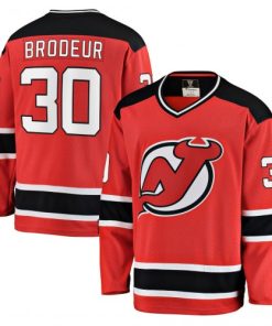 Martin Brodeur New Jersey Devils Jack Hughes Red Home Premium Jersey