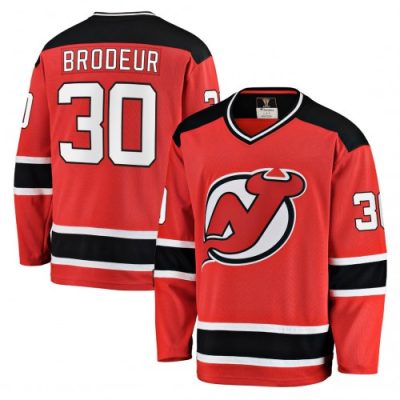 Martin Brodeur New Jersey Devils Jack Hughes Red Home Premium Jersey