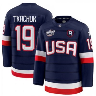 Matthew Tkachuk USA 2025 Navy 4 Nations Face-Off Jersey