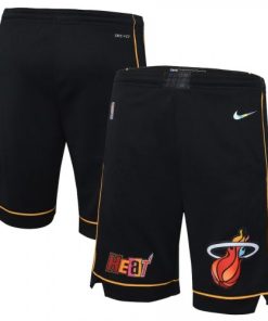 Men Miami Heat Nike Black Courtside Swingman NBA Shorts - Hardwood Classics