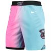 Men Miami Heat Nike Pink/Light Blue Swingman Shorts Hardwood Classics