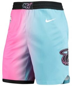 Men Miami Heat Nike Pink/Light Blue Swingman Shorts Hardwood Classics
