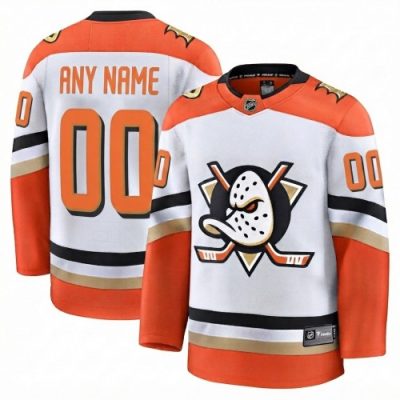 Men's Anaheim Ducks White Away Premium Custom Jersey