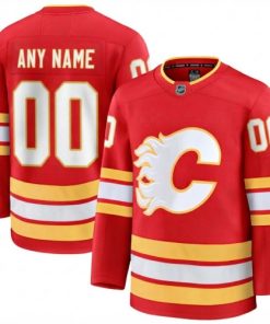Men's Calgary Flames Red Home Premium Custom Jersey