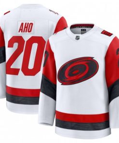 Men's Carolina Hurricanes Sebastian Aho White Away Premium Jersey