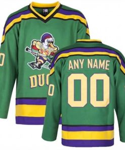 Men's Mighty Ducks Movie Green Ice Hockey Custom Jersey