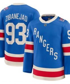 Men's New York Rangers Mika Zibanejad Blue Centennial Premium Jersey