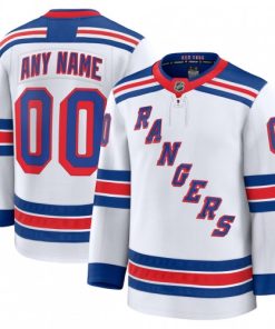 Men's New York Rangers White Away Premium Custom Jersey