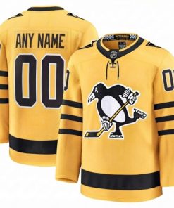 Men's Pittsburgh Penguins Gold Alternate Premium Custom  Jersey