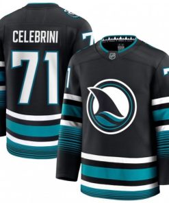 Men's San Jose Sharks Macklin Celebrini Black Alternate Premium Jersey