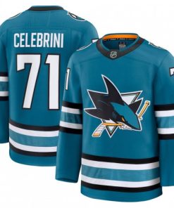 Men's San Jose Sharks Macklin Celebrini Teal Home Premium Jersey