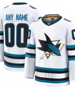 Men's San Jose Sharks White Away Premium Custom Jersey