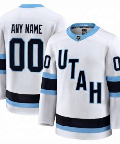 Men's Utah Mammoth White Away Premium Player Custom Jersey