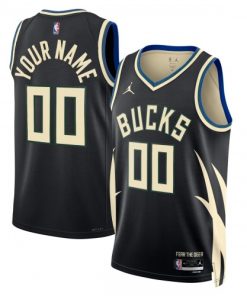 Milwaukee Bucks Jordan Brand Unisex Swingman Custom Jersey - Statement Edition - Black