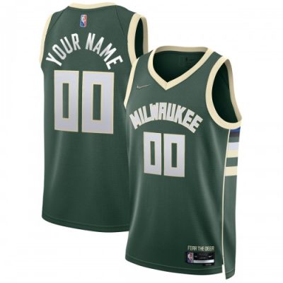 Milwaukee Bucks Nike Diamond Swingman Custom Jersey  - Hunter Green