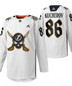 Nikita Kucherov Tampa Bay Lightning 2024 Gasparilla Hockey Jersey - White
