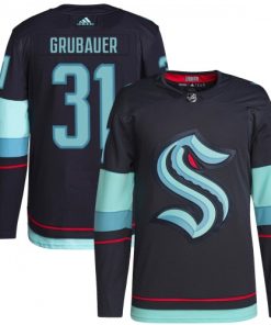 Philipp Grubauer Seattle Kraken adidas Home Authentic Primegreen Player Jersey - Navy