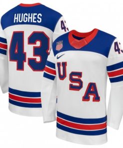 Quinn Hughes USA Hockey Olympic Nike 2026 White Away Replica Jersey