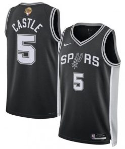 Stephon Castle San Antonio Spurs Nike Black Unisex 2026 NBA Finals Patch Swingman Player Jersey