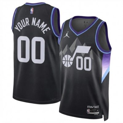 Utah Jazz Jordan Brand Unisex Black Swingman Custom Jersey - Statement Edition