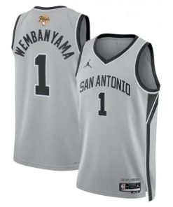 Victor Wembanyama San Antonio Spurs Jordan Brand Silver Unisex 2026 NBA Finals Patch Swingman Jersey - Statement Edition