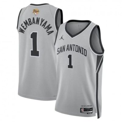 Victor Wembanyama San Antonio Spurs Jordan Brand Silver Unisex 2026 NBA Finals Patch Swingman Jersey - Statement Edition