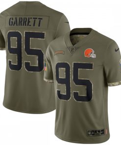 Myles Garrett #95 Cleveland Browns Nike Salute To Service Limited Jersey - Olive