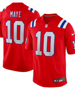 New England Patriots Drake Maye Nike Game Jersey - Red