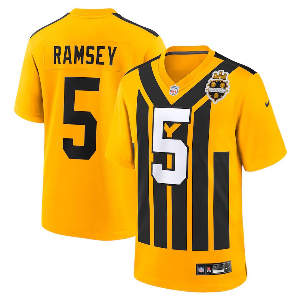 Pittsburgh Steelers #5 Jalen Ramsey Gold Alternate 1933 Throwback Game Jersey