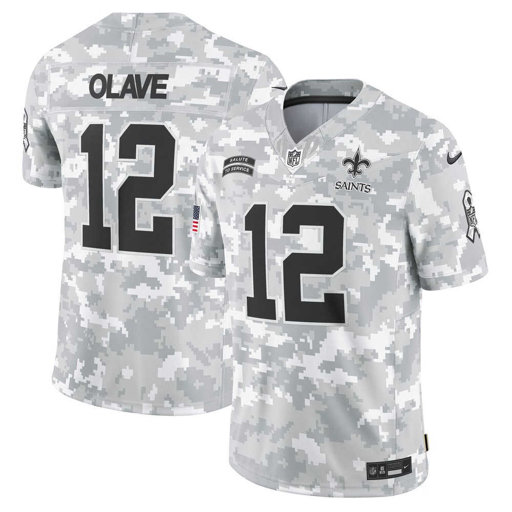 New Orleans Saints Chris Olave Arctic Camo Salute to Service Limited Jersey