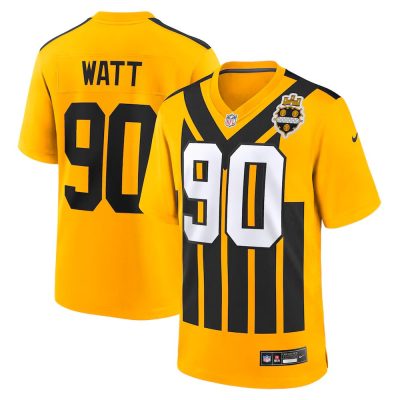 Pittsburgh Steelers #90 T.J. Watt Gold Alternate 1933 Throwback Game Jersey