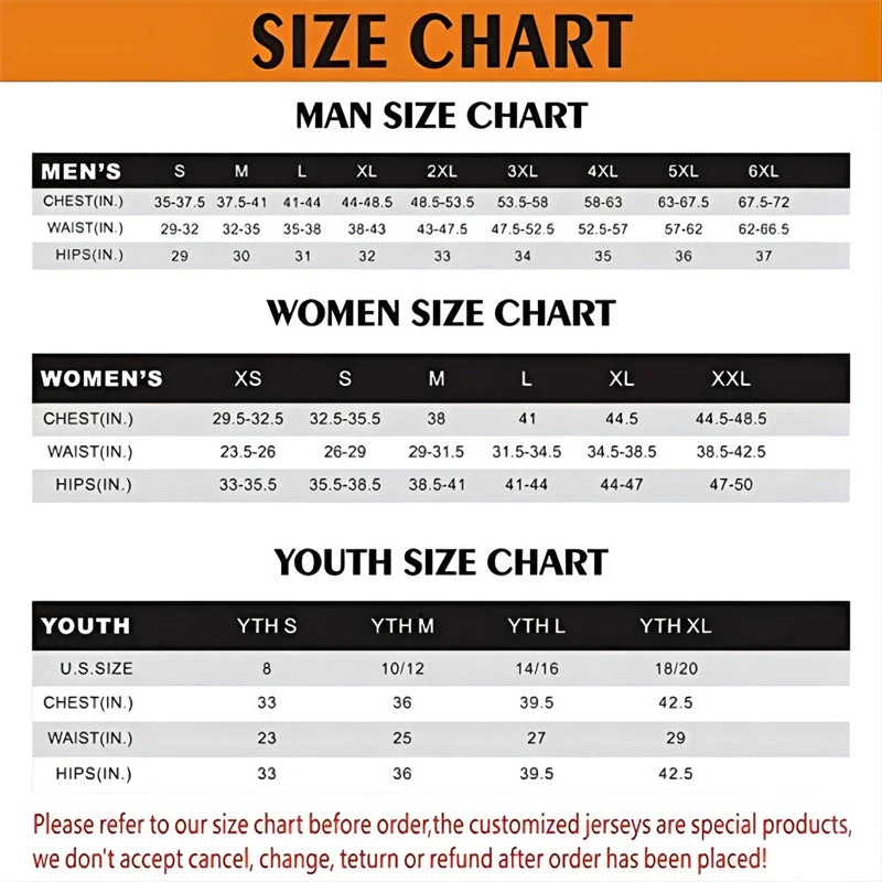 NFL Size Chart